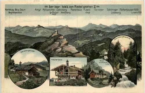 Walderhaus - Bayr. Wald vom Rachel aus - Künstler-AK Eugen Felle -605794