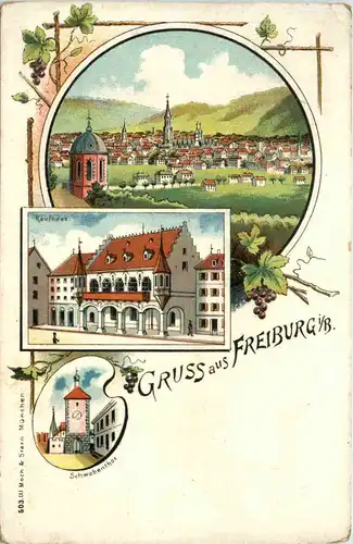 Gruss aus Freiburg - Litho - Künstler-AK Eugen Felle -606194