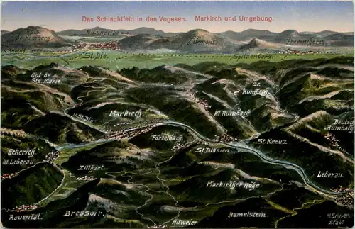 Schlachtfeld in den Vogesen - Markirch - Künstler-AK Eugen Felle -606834