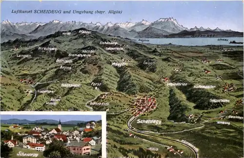 Scheidegg und Umgebung - Künstler-AK Eugen Felle -607034