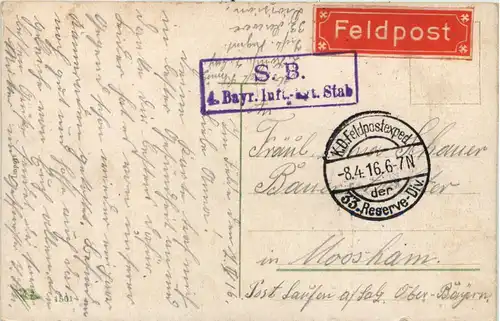 Wir loben dich oben - Feldpost 4. Bayr. Inf Regiment -623886