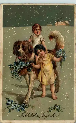 Neujahr - Kinder mit Hund -624246