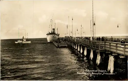 Ostseebad Zoppot - Seesteg mit Dampfer Preussen -624846