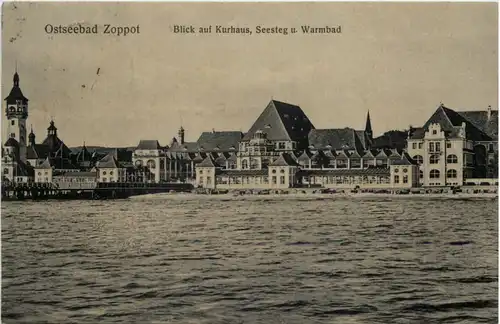 Ostseebad Zoppot - Blick auf Kurhaus Seesteg und Warmbad -625264