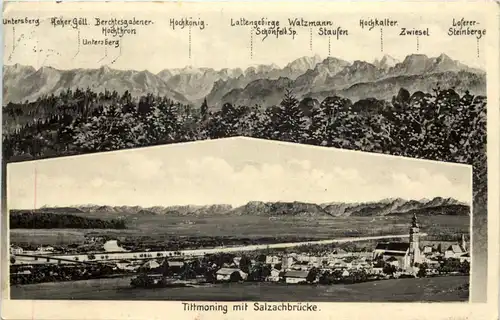 Tittmoning mit Salzachbrücke - Künstler-AK Eugen Felle -610336