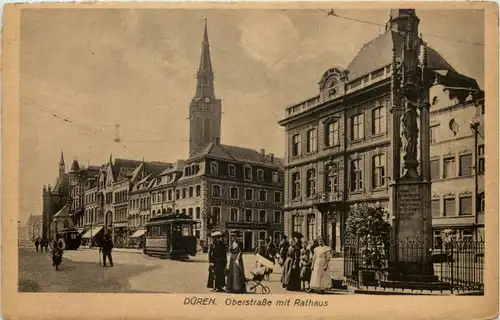 Düren, Oberstrasse mit Rathaus -515538