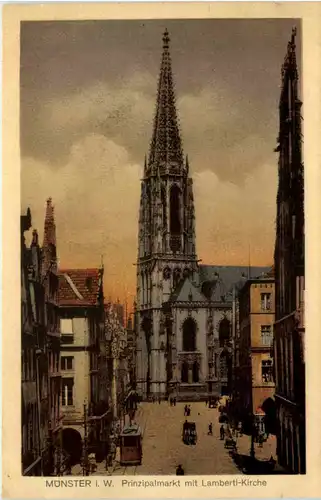 Münster i. W., Prinzipalmarkt mit Lambertikirche -517656