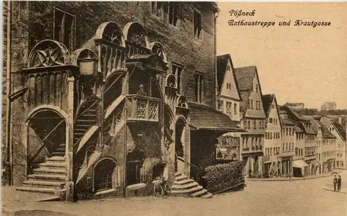 Pössneck - Rathaustreppe und Krautgasse -613806