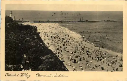 Ostseebad Kolberg - Strand mit Leuchtturm -626986