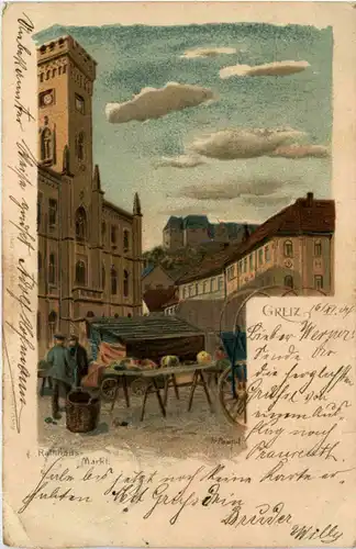 Greiz - Markt Rathaus - Litho -627046