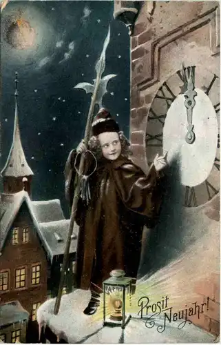 Prosit Neujahr - Kind mit Uhr gelaufen in Obersdorf -628806