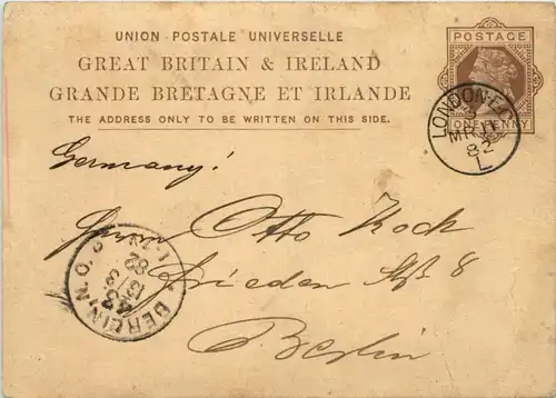 Ganzsache London nach Berlin 1882 -629422