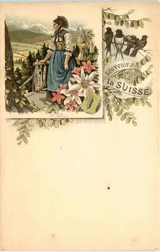 Souvenir de la Suisse - St. Gallen - Litho Carl Künzli -629756
