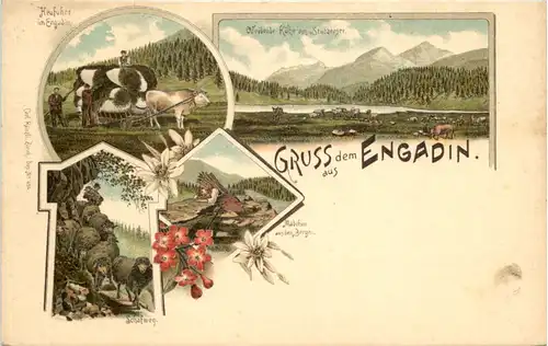 Gruss aus dem Engadin - Litho Carl Künzli -629856