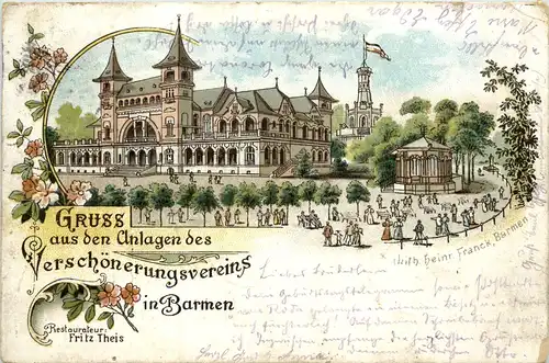 Barmen - Gruss aus den Anlagen des Verschönerungsvereins - Litho 1896 -620828