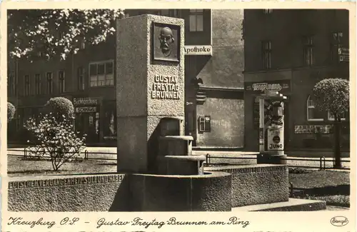 Kreuzburg Oberschlesien - Gustav Freytag Brunnen am Ring -621508