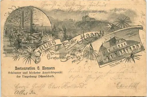 Düsseldorf - Grafenberg - Gruss von der Haardt - Litho vorläufer -622928