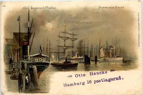 Hamburg - Hafen - Segelschiffhafen - Litho -632838