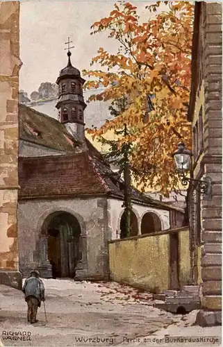 Würzburg - Partie an der Burkarduskirche -623908
