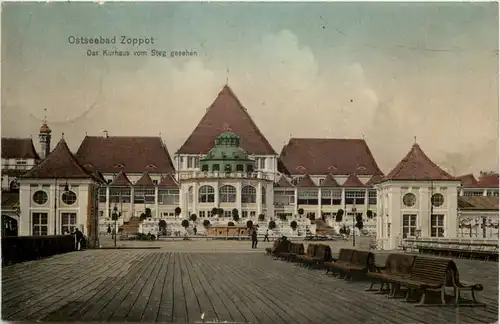Ostseebad Zoppot - Das Kurhaus vom Steg gesehen -625108
