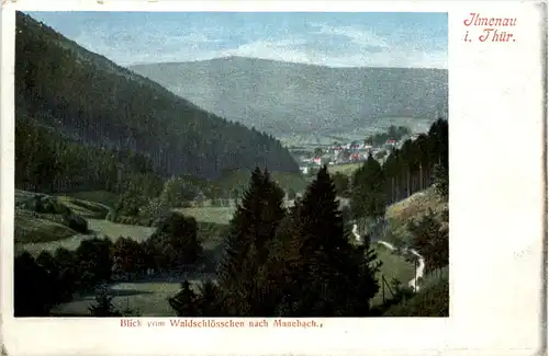 Ilmenau, Blick vom Waldschlösschen nach Manebach -512240