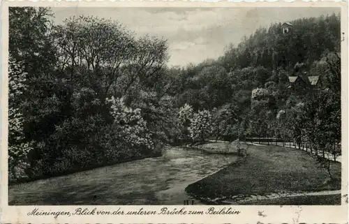 Meiningen, Blick von der unteren Brücke zum Beilstein -512480