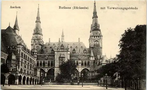 Aachen, Rathaus Rückseite mit Verwaltungsgebäude -513580