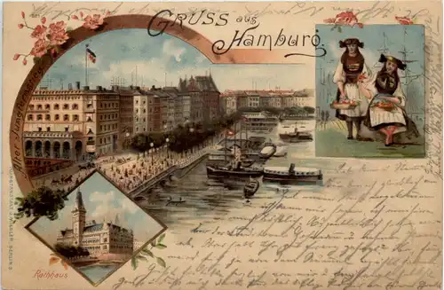 Gruss aus Hamburg - Litho -634996