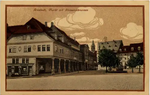 Arnstadt - Markt mit Bismarckbrunnen -635116