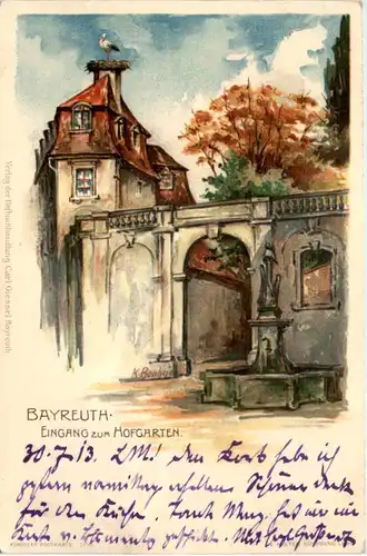 Bayreuth - Eingang zum Hofgarten - Litho -635496