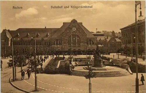 Aachen, Hauptbahnhof u. Kriegerdenkmal -515760