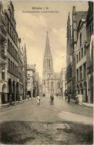 Münster i. W., Prinzipalmarkt mit Lambertikirche -517658