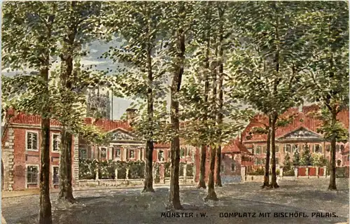 Münster i. W., Domplatz mit Bischöfl. Palais -517892