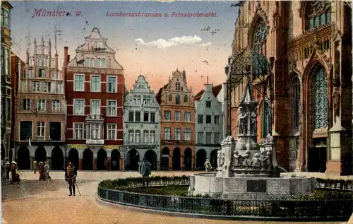 Münster i. W., Prinzipalmarkt und Lambertusbrunnen -517948