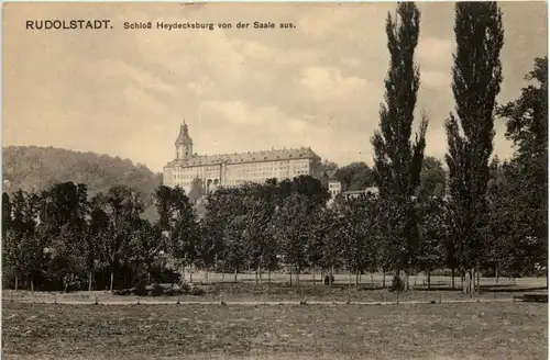 Rudolstadt, Schloss Heydecksburg von der Saale aus -524880