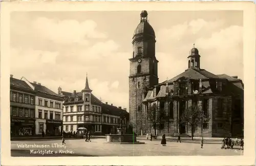 Waltershausen in Thüringen, Marktplatz u. Kirche -518570