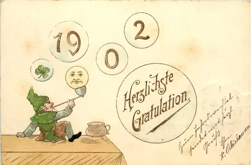 Zwerg - Jahreszahl 1902 - Prägekarte -628008