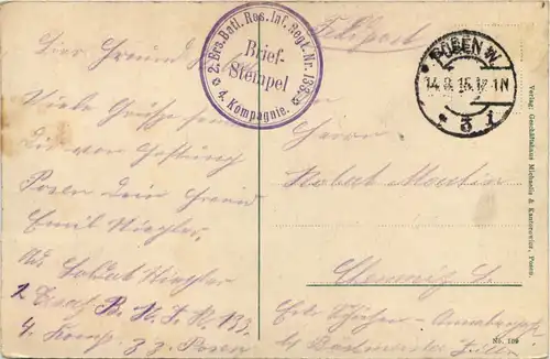 Posen - Ansiedlungs Kommission - Feldpost Res. Inf. Regiment 133 -628128