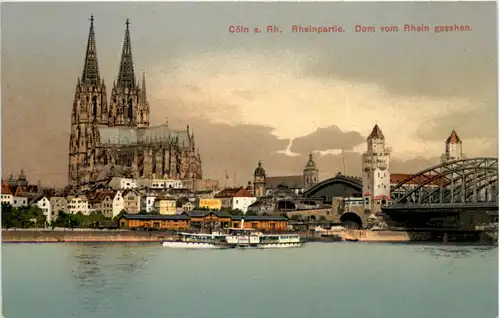 Köln, Rheinpartie, Dom vom Rhein gesehen -527880