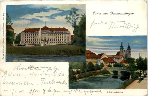 Donaueschingen, Fürstl. Schloss - Schützenbrücke -521128