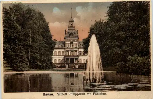 Hanau, Schloss Phlippsruh mit Fontaine -531668