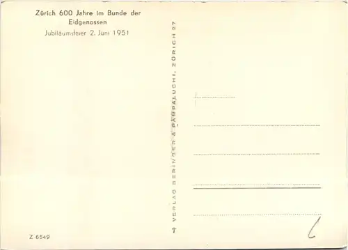 Zürich - 600 Jahre im Bunde der Eidgenossen 1951 -639206