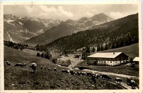 Aus dem Ostrachtal, Die Alpe Mitterhaus mit der Nebelhorngruppe -523488