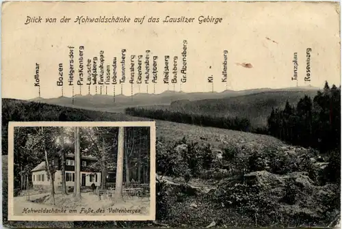 Blick von der Hohwaldschänke auf das Lausitzer Gebirge -523688