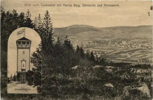 Blick nach Cunewalde OL, mit Herrns Berg, Schmoritz und Hromadnik -525822