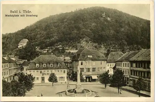 Suhl, Marktplatz mit Domberg -525902