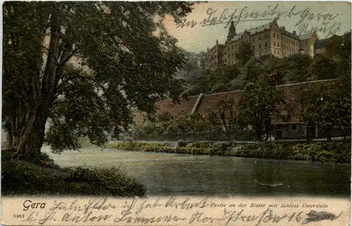 Gera, Schloss Osterstein - Partie an der Elster -525982