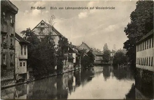 Alt-Erfurt, Blick von Lehmannsbrücke auf Weidenbrücke -526362