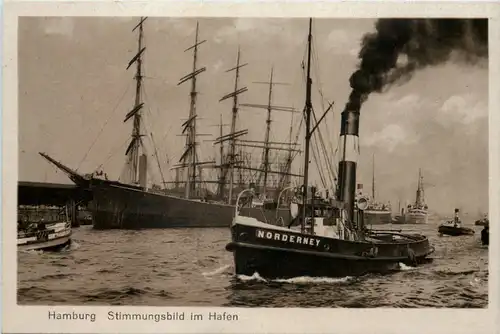 Hamburg, Hafenpartie mit grossem Krahn -527462