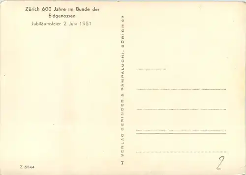 Zürich - 600 Jahre im Bunde der Eidgenossen 1951 -639628